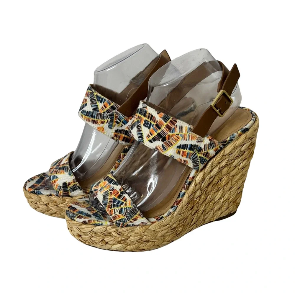 Gibson Latimer Womens Celia Platform Wedge Espadrilles Sandals Size 8.5 Shoes
